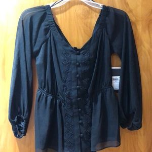 New w/ tags Guess XS black sheer long sleeve shirt